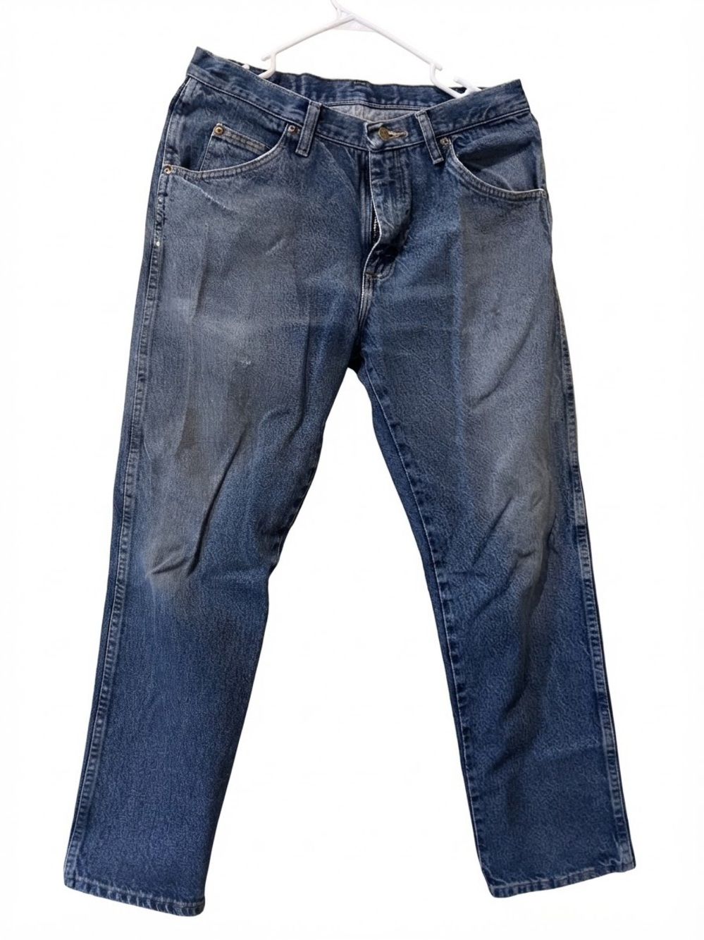 Wrangler Men's Straight Jeans in Classic Blue Denim